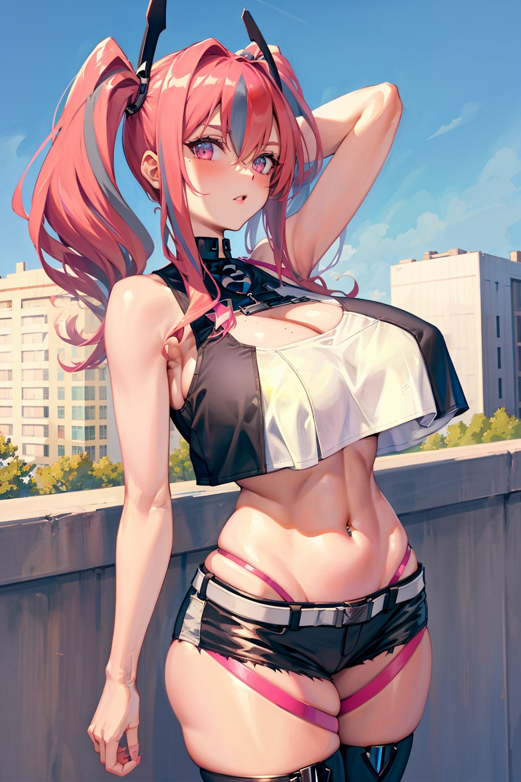 ai generated, azur lane, bremerton (azur lane), curvaceous, curvy body, curvy female, female, female focus, female only, hi res, pink hair, solo female, solo focus, stable diffusion, voluptuous female