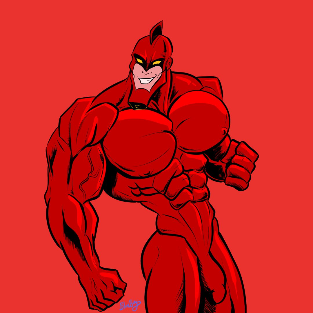 abs big_bulge big_chest big_pecs blueboybara bulge clothed crimson_chin huge_bulge huge_chest huge_pecs male male_only masked muscle_growth muscles muscular muscular_male nickelodeon pecs penis_outline red smooth_skin superhero the_fairly_oddparents thick_thighs