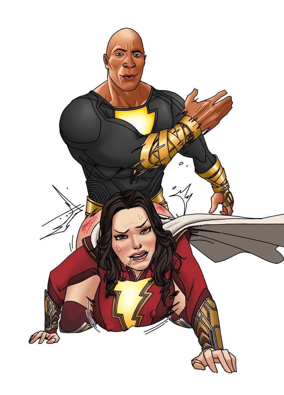 1boy 1girls alternate_breast_size ambiguous_penetration ass_slap big_breasts black_adam bleepideeboop breasts dark-skinned_male dc dc_comics dc_extended_universe dceu doggy_style drooling dwayne_”the_rock”_johnson grace_fulton huge_breasts interracial large_breasts light-skinned_female long_hair mary_batson mary_marvel on_all_fours sex shazam!_fury_of_the_gods shazam_(series) slap_mark straight