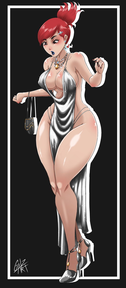 1girls, big breasts, black lips, black lipstick, breasts, brown eyes, cleavage, clothing, dress, ear piercing, earrings, female, female only, foster's home for imaginary friends, frankie foster, full body, gatzdon, hair, hair ornament, heels, high heels, hips, huge breasts, legs, lips, mature, mature female, nail polish, nails, necklace, neckwear, purse, red hair, skimpy, skimpy dress, solo, solo female, thick lips, thick thighs, thighs, white dress, wide hips