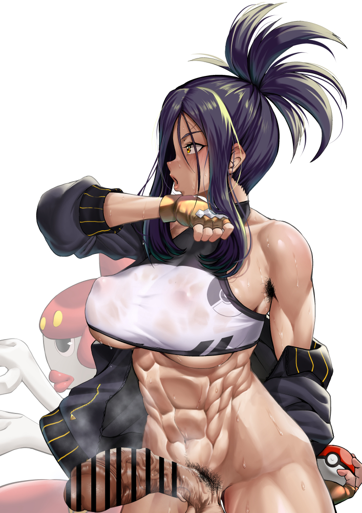 1futa abs armpit_hair armpits balls black_hair bottomless breasts clothed clothing dendra_(pokemon) erection futa_only futanari huge_cock human light-skinned_futanari light_skin long_hair medicham muscular muscular_futanari nosame partially_clothed penis pokemon pokemon_sv pubic_hair retracted_foreskin solo standing toned uncut underboob veiny_penis