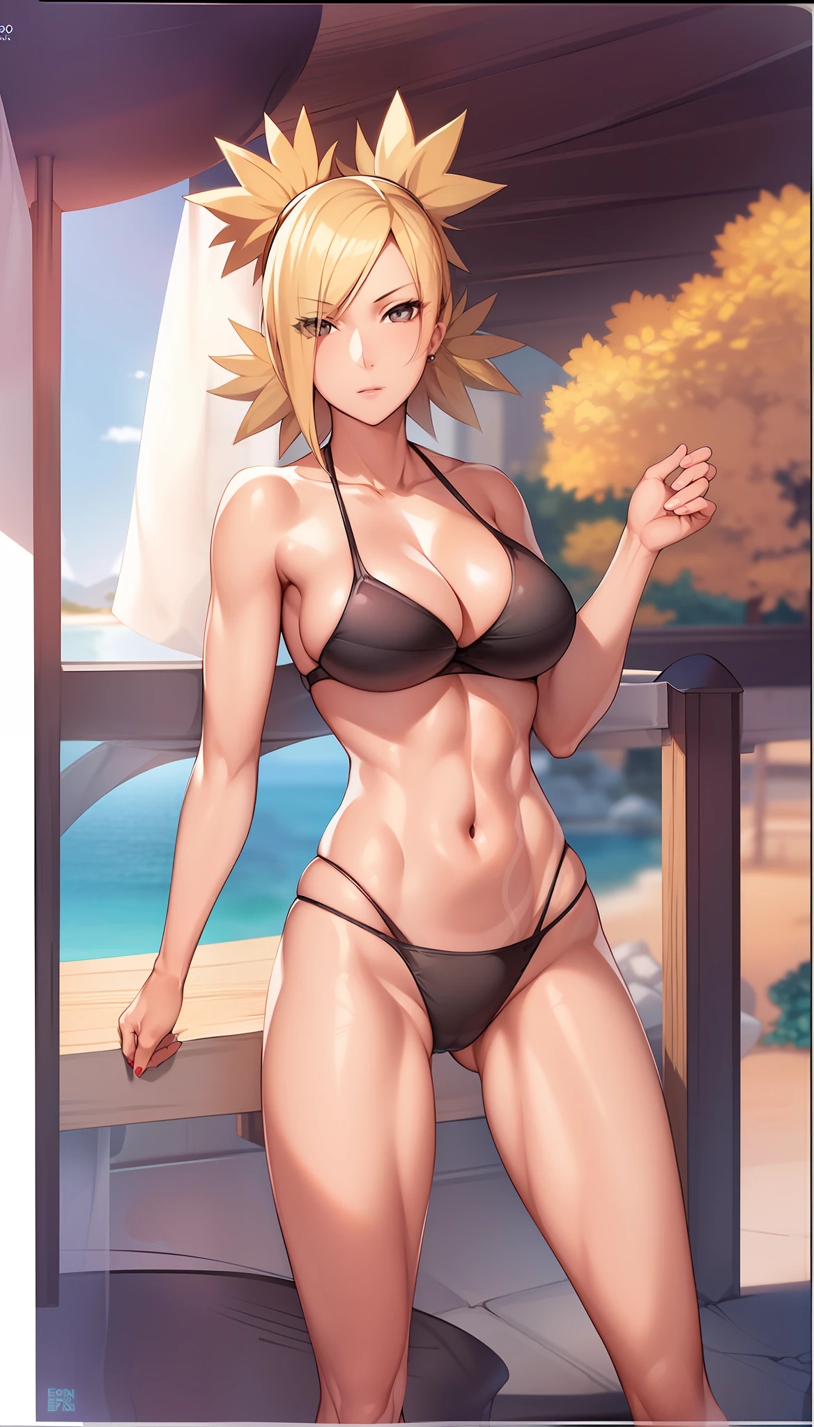1girls, abs, ai generated, bare legs, bare shoulders, beach, big breasts, bikini, blonde hair, boruto: naruto next generations, breasts, cameltoe, cleavage, collarbone, curvaceous, demon d, female, female only, long hair, mature, mature female, midriff, milf, muscular, muscular female, nai diffusion, naruto, naruto (series), outdoors, pussy, solo, solo focus, stable diffusion, swimsuit, temari, toned, toned female, voluptuous