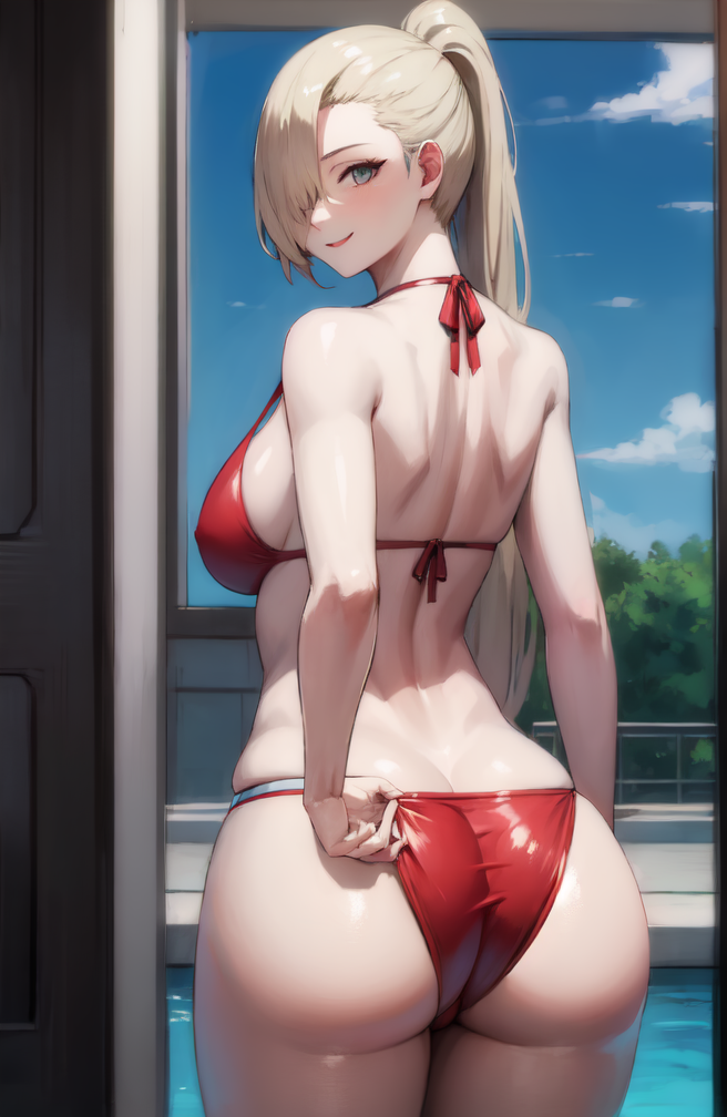 1girls adjusting_swimsuit ai_generated ass bare_back bare_shoulders bare_thighs big_ass big_breasts bikini blonde_hair blue_eyes boruto:_naruto_next_generations from_behind hair_over_one_eye huge_ass huge_breasts ino_yamanaka jordan53 long_hair looking_back mature mature_female mature_woman milf nai_diffusion naruto naruto_(series) naruto_shippuden ponytail pool poolside presenting presenting_ass presenting_hindquarters rear_view red_bikini revealing_swimsuit round_ass sideboob skimpy skimpy_bikini smile stable_diffusion standing swimming_pool swimsuit tied_hair very_long_hair voluptuous yamanaka_ino yaouchiha