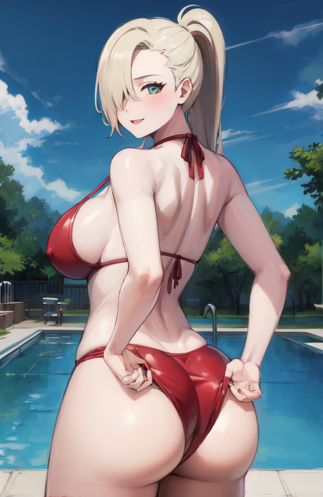 1girls adjusting_swimsuit ai_generated ass bare_back bare_shoulders bare_thighs big_ass big_breasts bikini blonde_hair blue_eyes boruto:_naruto_next_generations from_behind hair_over_one_eye huge_ass huge_breasts ino_yamanaka jordan53 long_hair looking_back mature mature_female mature_woman milf nai_diffusion naruto naruto_(series) naruto_shippuden ponytail pool poolside presenting presenting_ass presenting_hindquarters rear_view red_bikini revealing_swimsuit round_ass sideboob skimpy skimpy_bikini smile stable_diffusion standing swimming_pool swimsuit tied_hair very_long_hair voluptuous yamanaka_ino yaouchiha