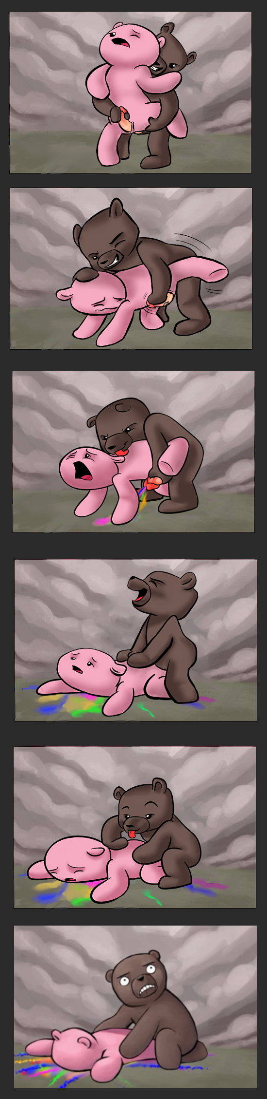 2boys anthro battle_bears bear comic doggy_style duo erection from_behind furry furry_only gay handjob huggable humor licking male male_only oliver_(battle_bears) penis rainbow_cum sex tongue unusual_cum ursid yaoi