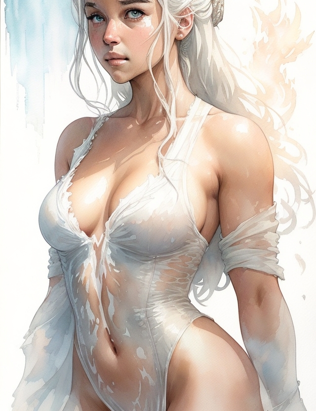 ai generated, boobs, breasts, daenerys targaryen, female, game of thrones, tagme, wet