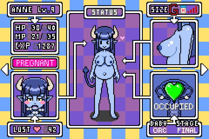 1girls anne_(arcnod) arcnod aroused blue_body blue_hair blue_skin breast_expansion breasts cross_section demon demon_girl digital_media_(artwork) expansion fallopian_tubes female game_screen gameplay_mechanics hair horn long_hair looking_at_viewer nipples nude ovaries pixel_(artwork) pregnant pussy solo spade_tail spread_legs standing tail uterus