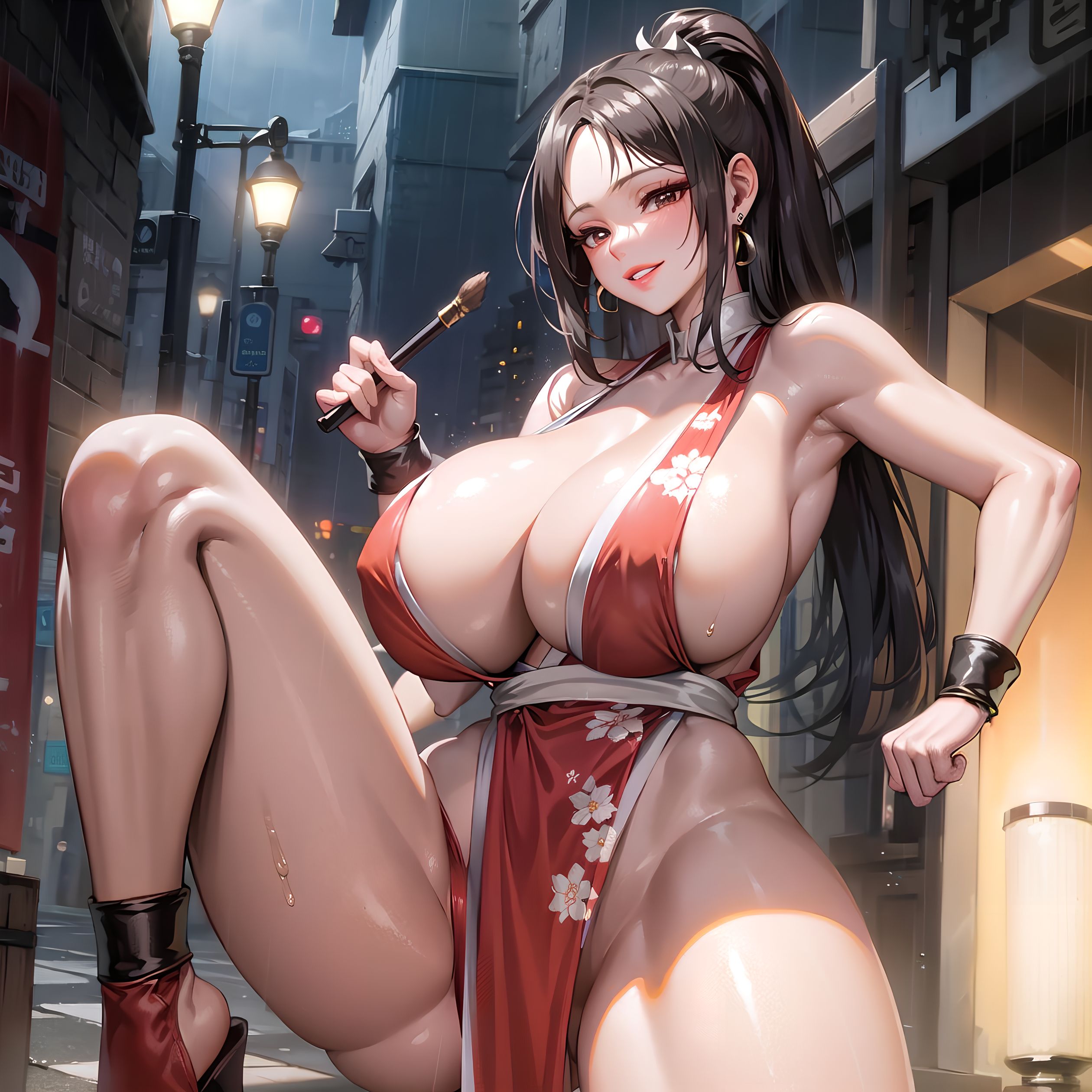 1girls, ai generated, armpit, armpits, curvaceous, curvy body, curvy figure, fatal fury, female, female only, mai shiranui, shaved armpit, solo, stable diffusion, voluptuous, voluptuous female