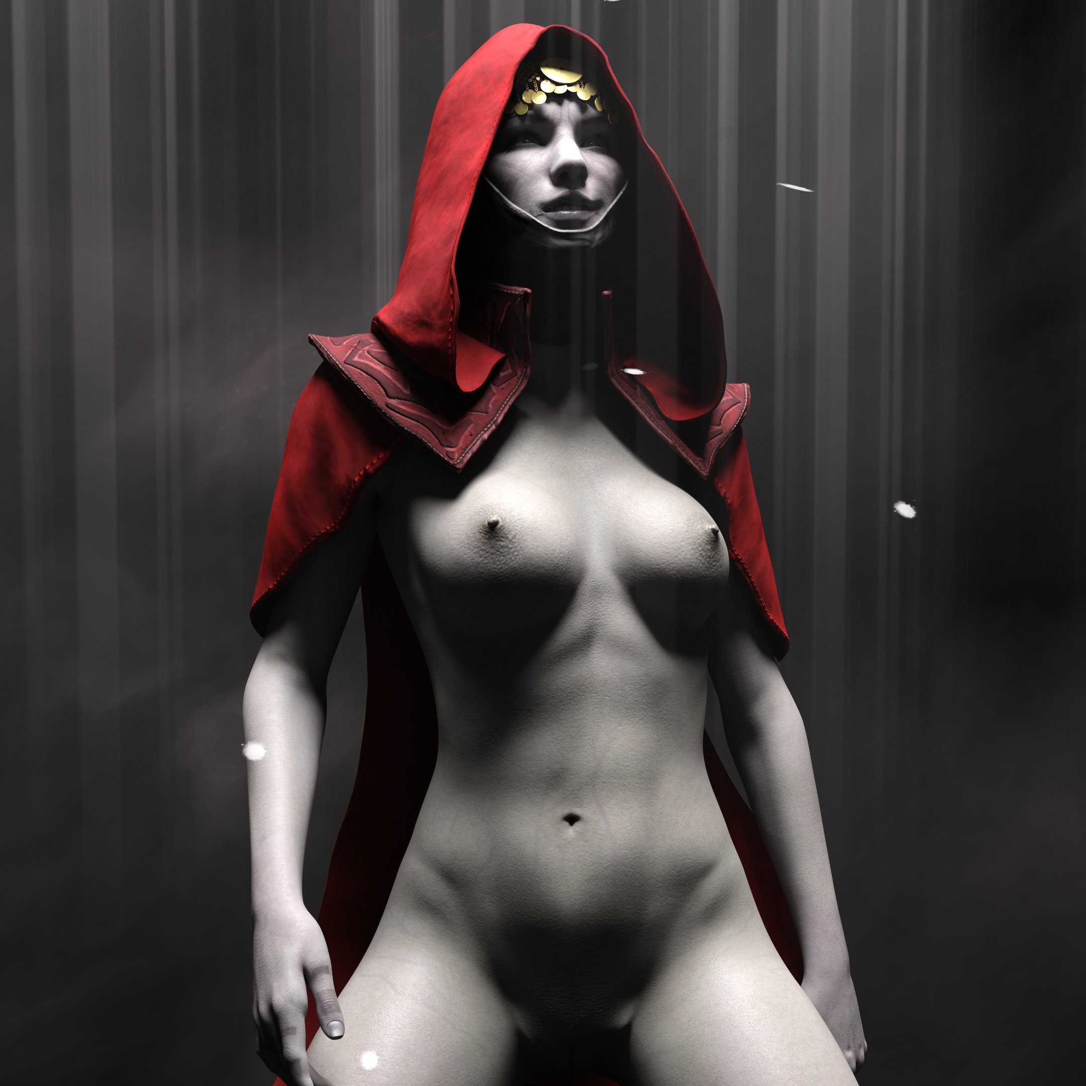 1girls, 3d, alternate version available, breasts, drinkerofskies, female, female only, merrin, nude, solo, star wars