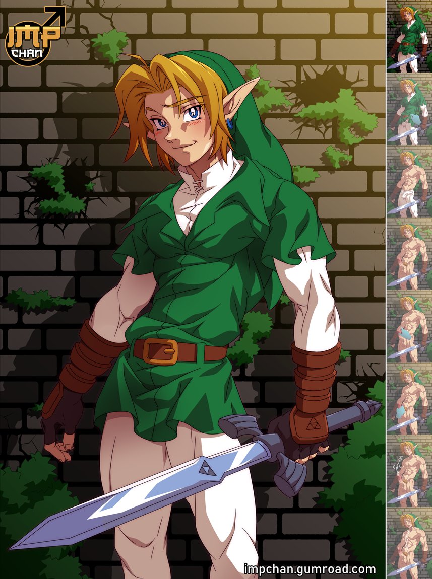 biceps blushing bulging_biceps clothed impchan link link_(ocarina_of_time) male male_only muscles muscular muscular_male ocarina_of_time outdoors outside pecs pointy_ears standing sword the_legend_of_zelda thick_thighs