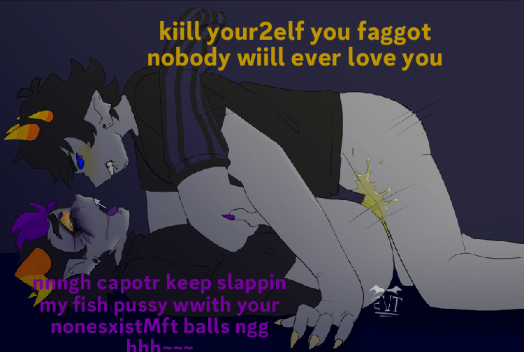 2boys ahegao clothing degradation eridan_ampora eyes_rolling_back fangs gay half-dressed hate_sex homestuck horns male_focus male_only mascara_tears slur sollux_captor tagme tentabulge tentacle_penis text unusual_cum unusual_penis