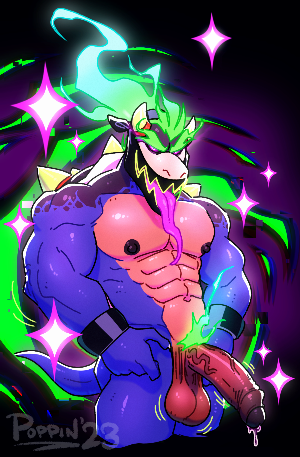 2023 abs aged_up anthro balls bandana barazoku biceps big_balls big_muscles big_penis black_background bodily_fluids bowser_jr. bracelet claws deltoids erection eyebrows fire flaming_eyebrows flaming_hair flaming_pubes foreskin genital_fluids genitals glistening glistening_body hair hi_res horn humanoid_genitalia humanoid_penis jewelry kerchief koopa long_tongue looking_at_viewer male manly mario_(series) motion_lines muscular muscular_anthro muscular_male navel nintendo nipples non-mammal_balls non-mammal_nipples nude obliques partially_retracted_foreskin pecs penis poppin precum pseudo_hair pubes saggy_balls scalie serratus shell signature simple_background solo sparkles spiked_shell spikes spikes_(anatomy) standing super_mario_bros._wonder throbbing throbbing_balls throbbing_penis tongue tongue_out vein veiny_penis