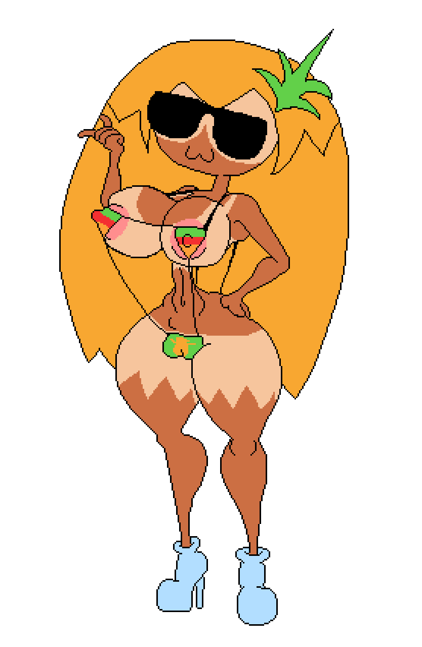 1girls :3 areolae big_breasts breasts female female_only footwear full_body high_heels hyper_hourglass keelgabeytheart pineapple_toppin pizza_tower skimpy_clothes solo solo_female sunglasses tanline toppin_gals toppin_gals_minus8