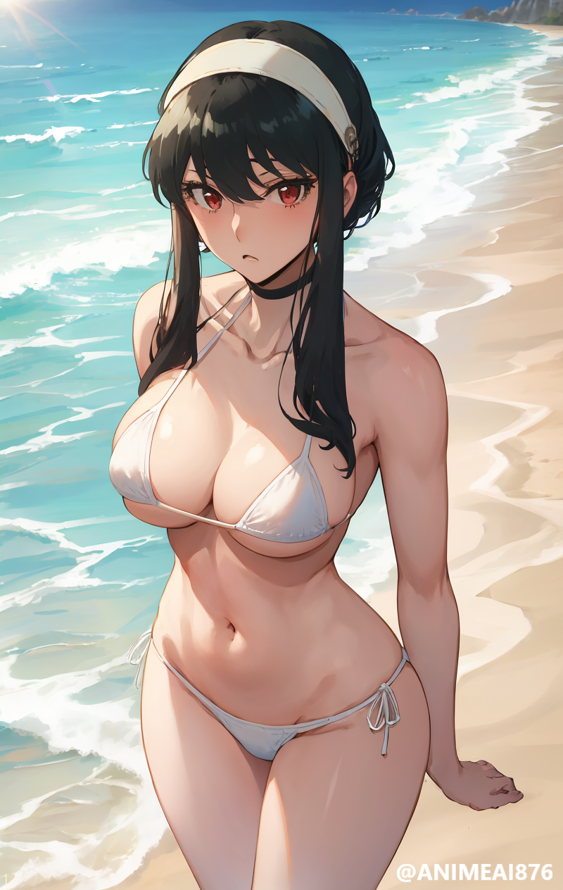 ai_generated animeai876 assassin breasts female female_only nai_diffusion outside solo spy_x_family stable_diffusion swimsuit thorn_princess yor_briar