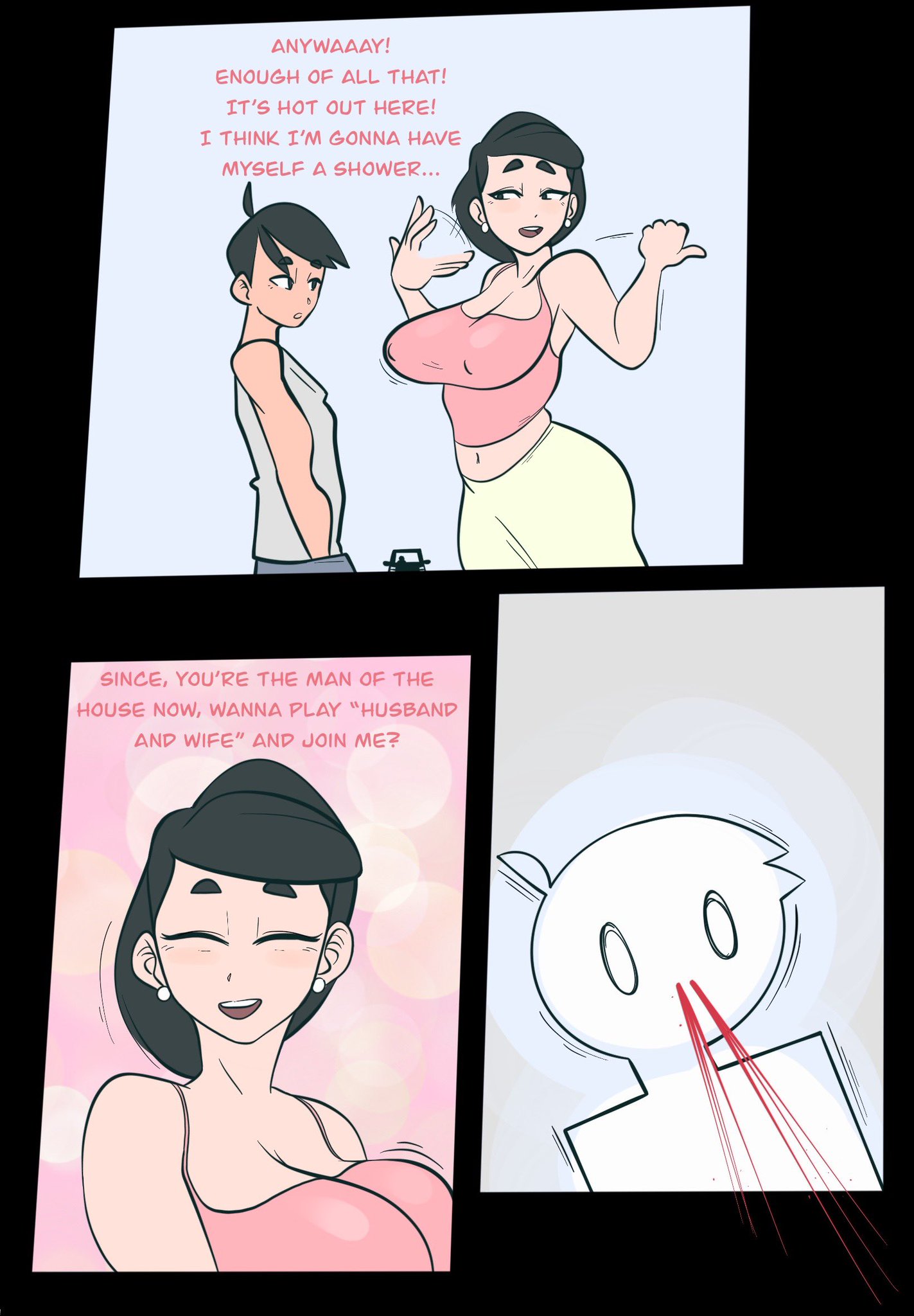 1boy, 1boy1girl, 1girls, age difference, ass, ass bigger than head, big ass, big breasts, big thighs, breasts, breasts bigger than head, comic, comic page, curvaceous, curvy, curvy figure, digital media (artwork), dumptruck ass, dumptruck butt, female, hips, hourglass figure, huge ass, huge breasts, huge thighs, imminent incest, incest, james (jopuari), jopuari, large ass, large breasts, large thighs, legs, light skin, light-skinned female, lisa (jopuari), male, male/female, mature, mature female, milf, mother, mother and son, netorare, older female, older female and younger male, original, original character, original characters, sex, slim waist, son, story, straight, thick, thick hips, thick legs, thick thighs, thighs, thighs bigger than head, voluptuous, waist, wide hips, wide thighs, younger male