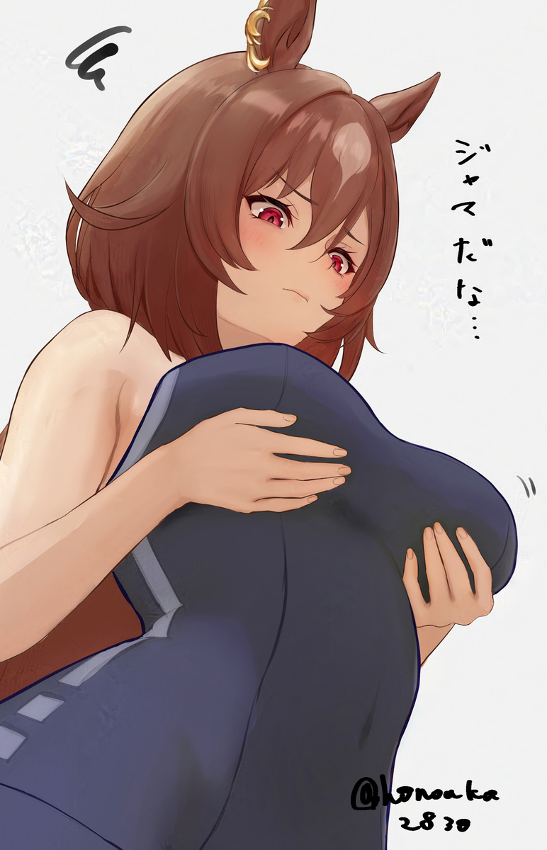 breasts, brown hair, female, hair, sirius symboli (umamusume), swimsuit, tagme (artist), umamusume, umamusume pretty derby
