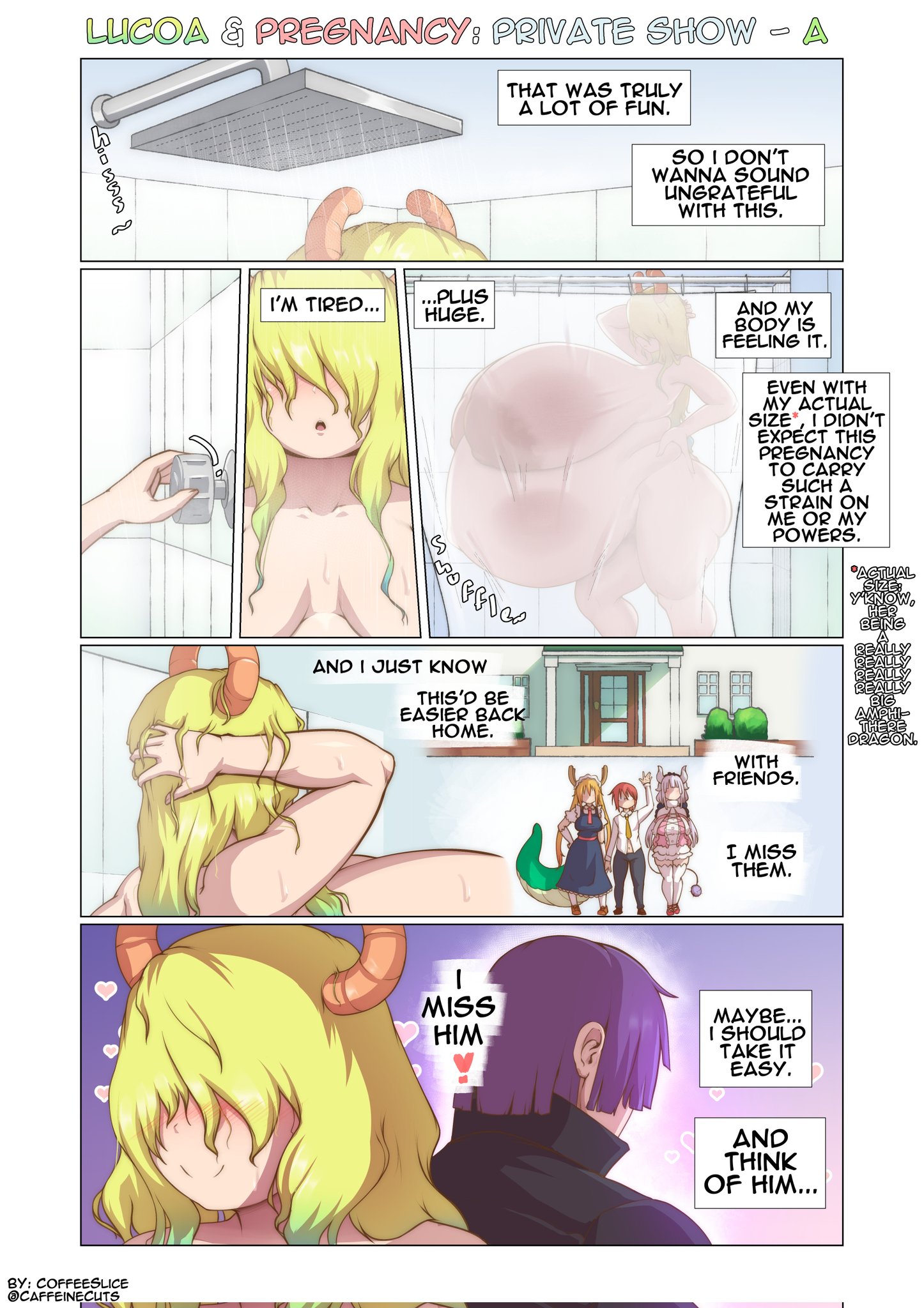breasts, breasts bigger than body, coffeeslice, female, gigantic belly, gigantic breasts, hyper pregnancy, magatsuchi shouta, miss kobayashi's dragon maid, pregnancy progression, pregnant, quetzalcoatl (dragon maid)