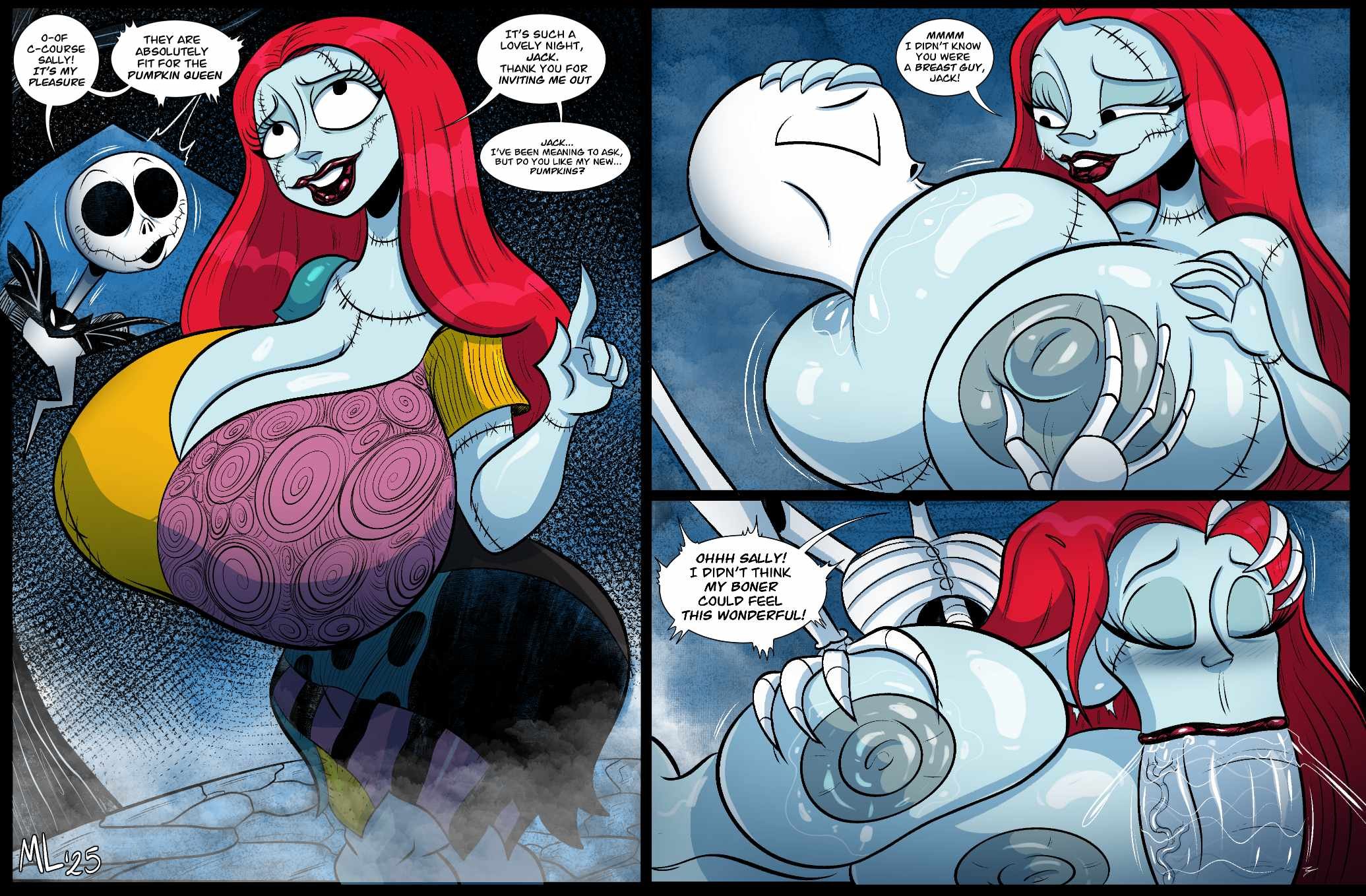 :>=, 1boy, 1boy1girl, 1girls, ameizing lewds, ass, big ass, big breasts, big thighs, breasts, breasts bigger than head, bursting breasts, bust, busty, canon couple, chest, couple, curvaceous, curvy, curvy figure, digital media (artwork), disney, duo, enormous breasts, female, giant breasts, gigantic breasts, halloween, hips, hourglass figure, huge ass, huge breasts, huge thighs, humanoid, husband, husband and wife, hyper breasts, jack skellington, large ass, large breasts, large thighs, legs, male, male/female, massive breasts, mature, mature female, rag doll, ragdoll, sally (the nightmare before christmas), skeleton, skellington productions, slim waist, straight, the nightmare before christmas, thick, thick hips, thick legs, thick thighs, thighs, tim burton, touchstone, voluptuous, waist, wide hips, wide thighs, wife