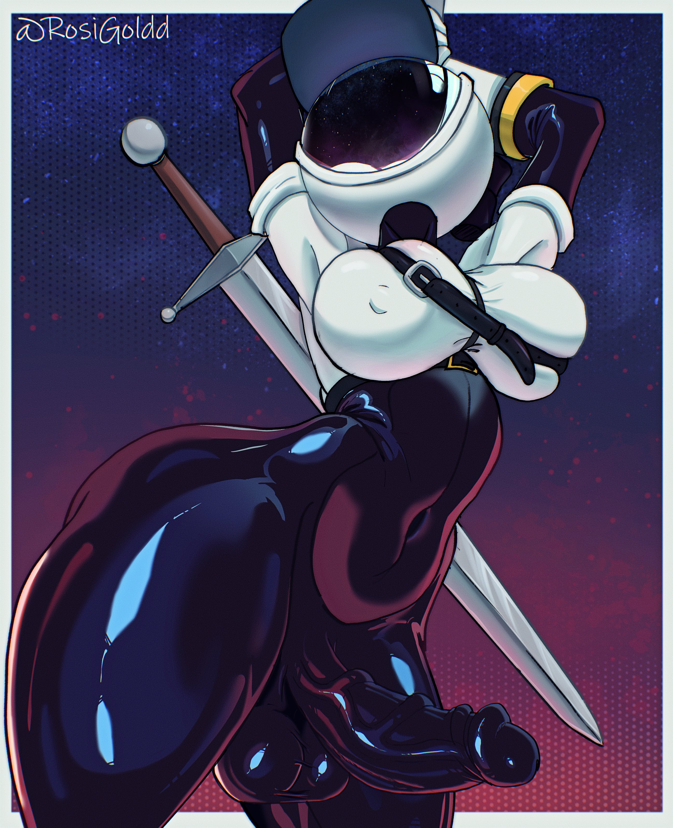 1futa, ass, astronaut, astronaut helmet, astronaut suit, balls, big ass, big breasts, big nipples, big penis, big thighs, breasts, clothed, clothing, erect penis, erection, futa only, futanari, gigantic ass, gigantic thighs, huge ass, huge breasts, huge thighs, intersex, marigold, mostly clothed, murder drones, nipples, nipples bulge, nipples visible through clothing, penis, rosigoldd, solo, tessa elliot, tessa elliot (space suit), thick thighs, thighs, tight clothing, tight fit, wide hips
