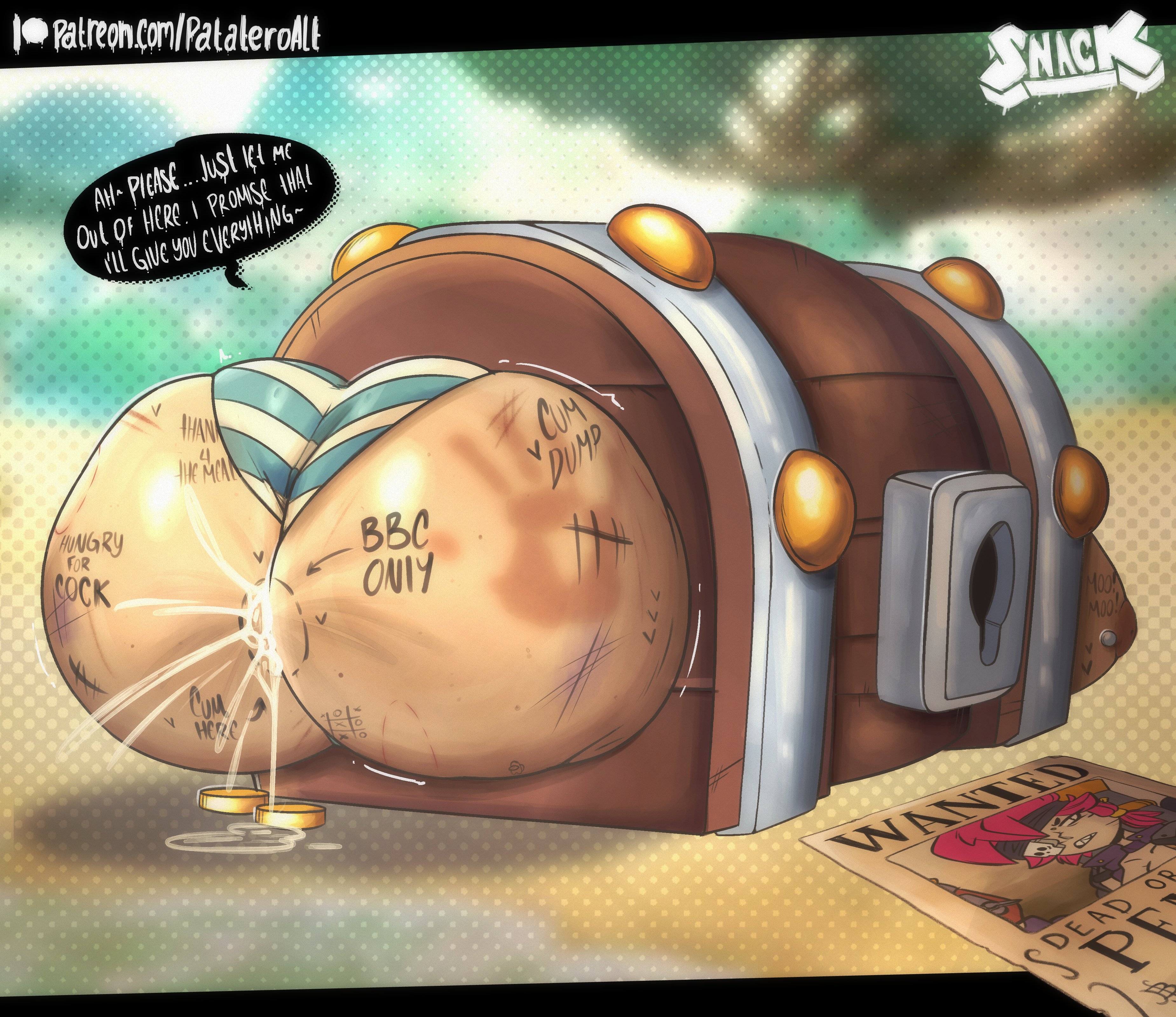 1girls, anal, big ass, brawl stars, female, patatero69, penny (brawl stars), raceplay, stuck, stuck in chest, toastysnacktime, treasure chest