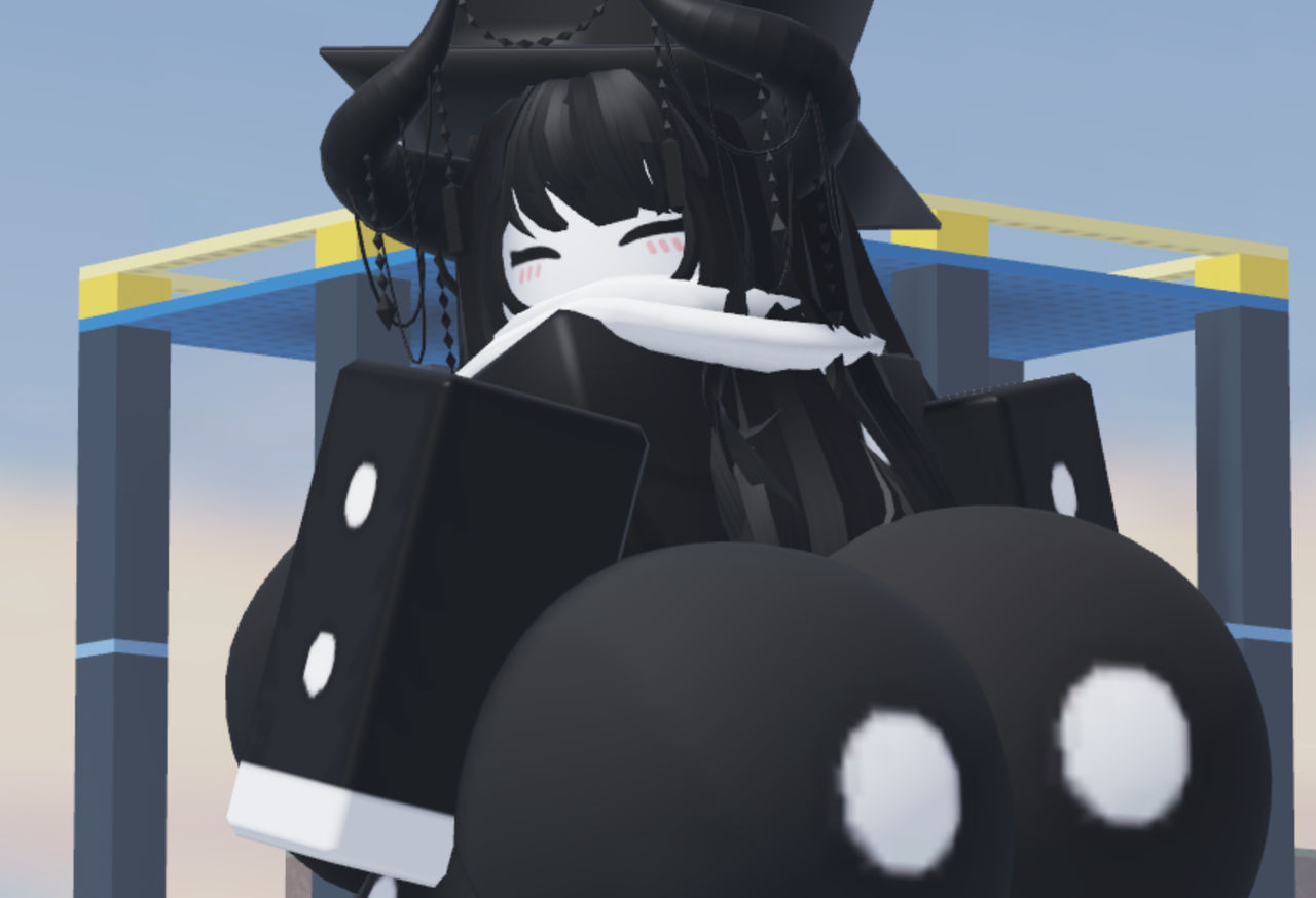 1girls, 3d, 3d (artwork), ass, ass focus, back view, big ass, big breasts, black hair, blush, bottom heavy, breasts, bubble ass, bubble butt, busty, closed eyes, clothed, clothing, demon horns, fat ass, female, female focus, female only, hat, horns, huge ass, huge breasts, humanoid, large ass, large breasts, light skin, looking at viewer, looking back, oc, original character, outside, roblox, robloxian, sitting, solo, thick, thick ass, thick thighs, tupolevarts, voluptuous, voluptuous female, white body, white skin