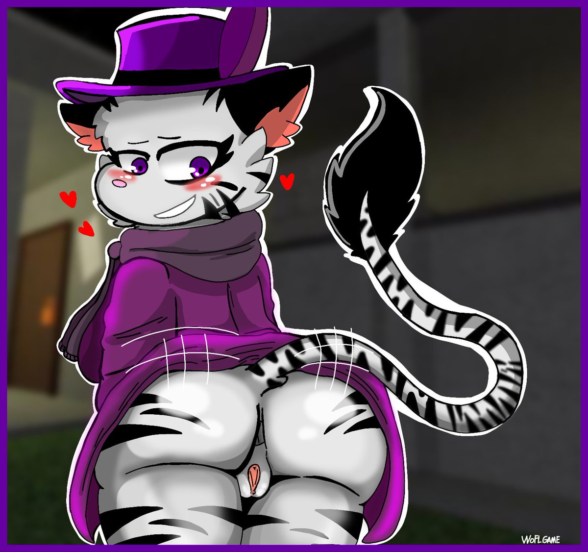 ass bunny_(piggy) piggy_(game) purple_clothing pussy smile woflgame zebra zizzy_(piggy)