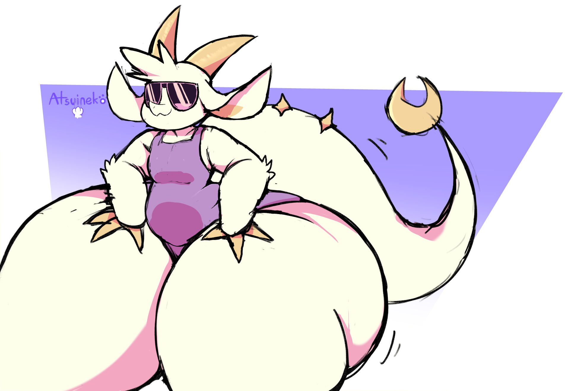 anthro, ass, ass bigger than head, ass focus, atsuinekowo, big ass, breastless, bubble ass, bubble butt, chikn nuggit, clothed, female, female only, fwench fwy (chikn nuggit), huge ass, hyper ass, sideass, thick thighs, wide hips