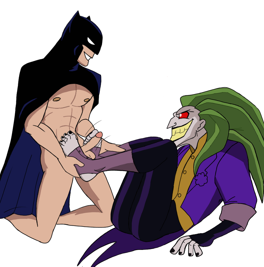 batjokes batman batman_(bruce_wayne) batman_(series) bruce_wayne dc_comics foot_fetish footjob gay male male_only the_batman the_joker yaoi