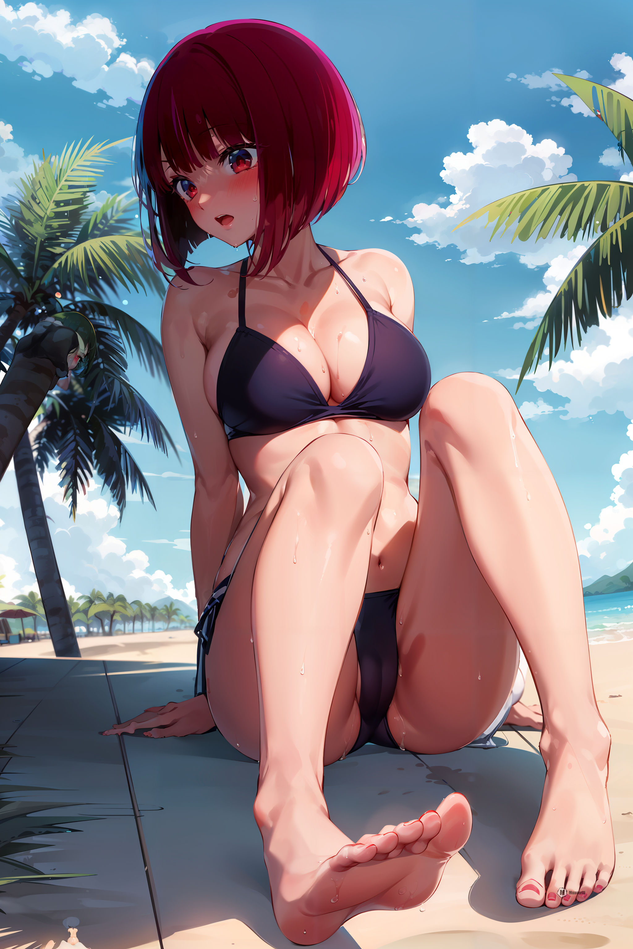 1girls, ai generated, arima kana, curvaceous, curvy body, curvy female, female, female focus, female only, oshi no ko, red eyes, red hair, seductive look, stable diffusion, voluptuous, voluptuous female