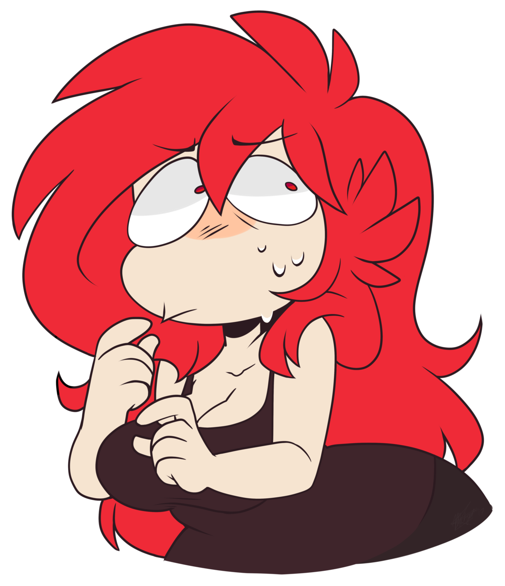 alpha_channel big_ass for_sticker_use fully_clothed large_breasts png red_eyes red_hair solo solo_female sticker_template toon_michaela toxicsoul77 transparent_background transparent_png