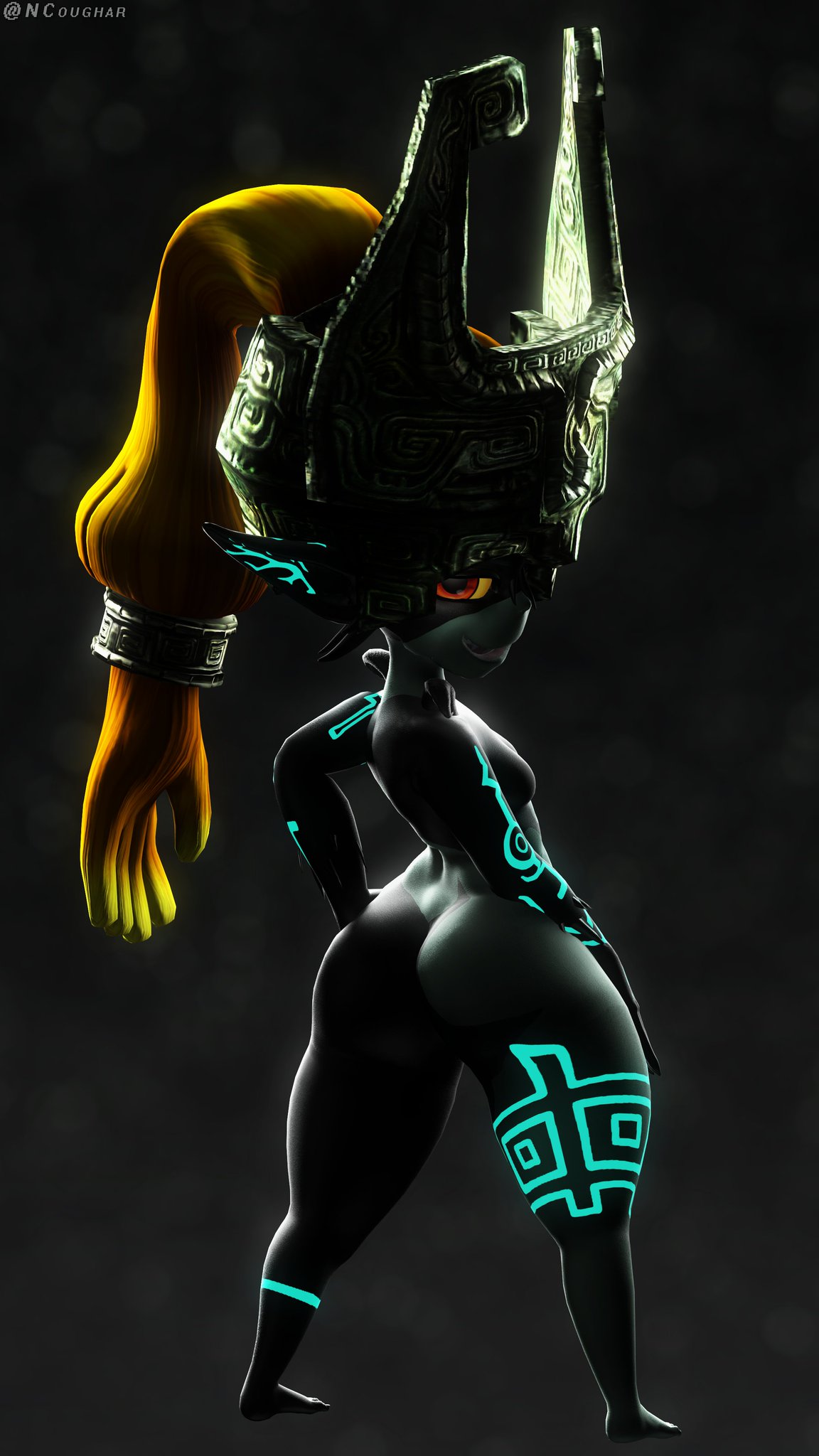 1girls 3d 3d_(artwork) artist_name ass big_ass female female_only hi_res imp_midna midna ncoughar nintendo pear_shaped shortstack small_breasts the_legend_of_zelda thick_thighs twilight_princess wide_hips