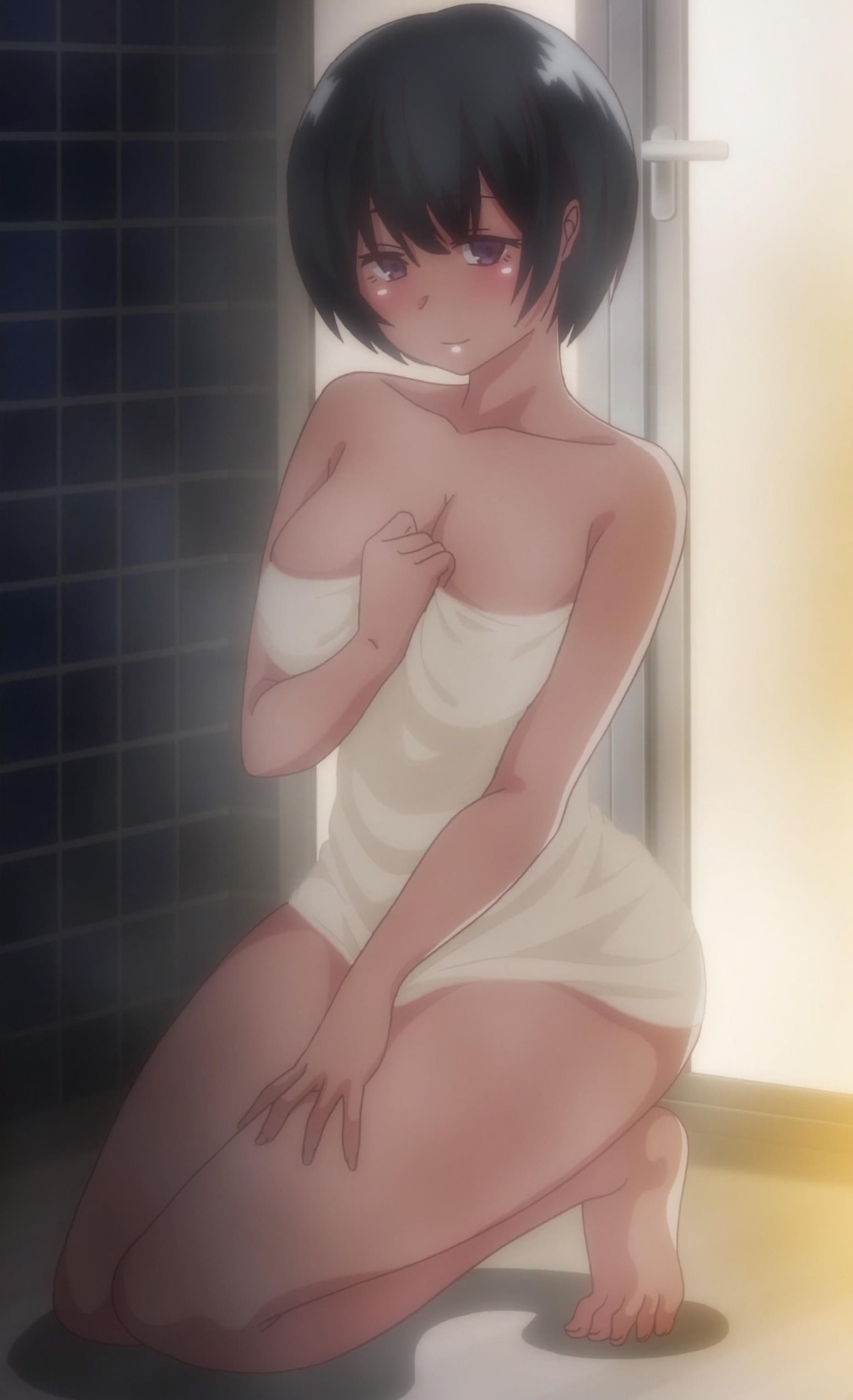 1girls, accurate art style, anime screencap, ass, black hair, breasts, bunnywalker, female, hips, medium breasts, medium hair, ova, purple eyes, screencap, screenshot, t-rex (animation studio), t-rex (company), thick thighs, thighs, toes, uchi no otouto maji de dekain dakedo mi ni konai?, wide hips, yukiko (uchi no otouto maji de dekain dakedo mi ni konai?)