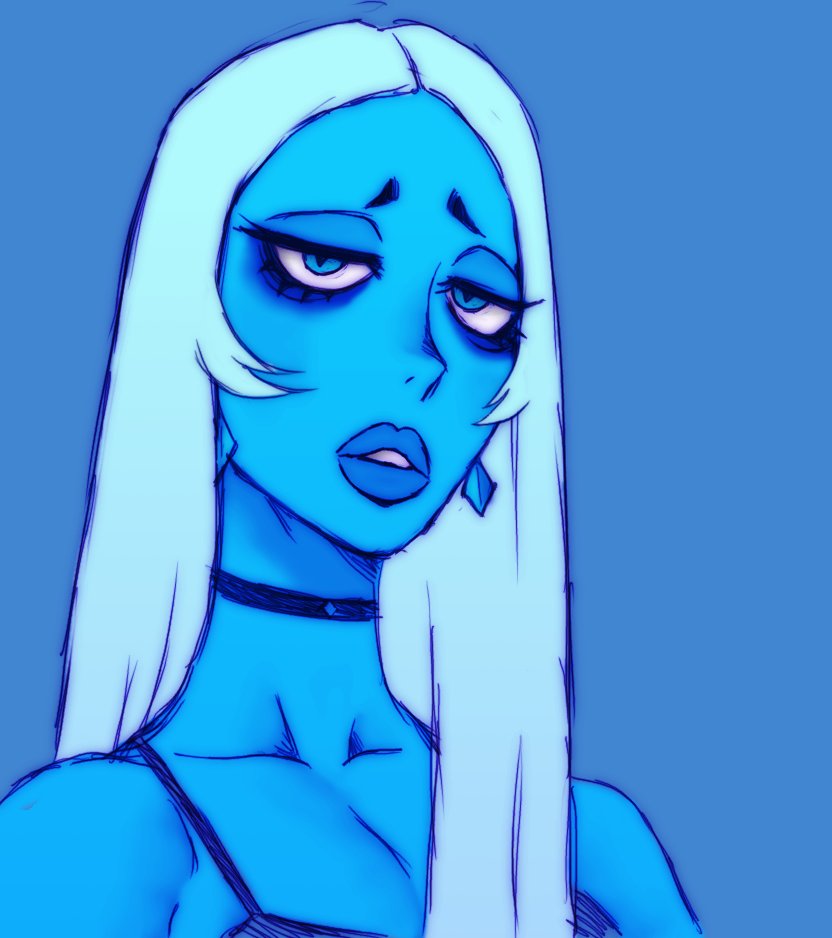 1girls blue_body blue_diamond_(steven_universe) blue_eyes blue_hair blue_skin bored_expression choker diamond_authority earrings eyeshadow female full_lips gem_(species) giantess half-closed_eyes jay-marvel jewelry light-blue_hair long_hair makeup parted_lips preview seductive seductive_eyes seductive_look sketch skinny steven_universe straight_hair