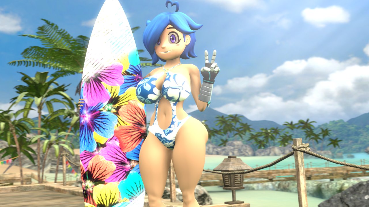 3d arkired beach big_ass big_breasts bikini clothed female female_only smg4 tari_(smg4)