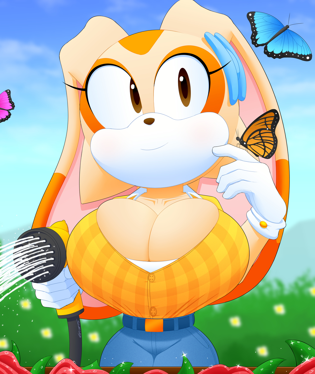 1girls 2019 anthro belt big_breasts bowtie breasts butterfly buttons cleavage cream_the_rabbit cute eyelashes female female_only furry mobian_(species) outdoors outside rabbit rabbit_ears rabbit_girl rabbit_humanoid sega slickehedge smile sonic_(series) sonic_advance sonic_the_hedgehog_(series) thin_waist tiny_waist url