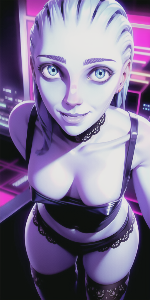 ai_generated alien_girl cleavage gwyndala lingerie looking_at_viewer midriff star_trek star_trek_prodigy thigh_highs vau_n'akat_(species)