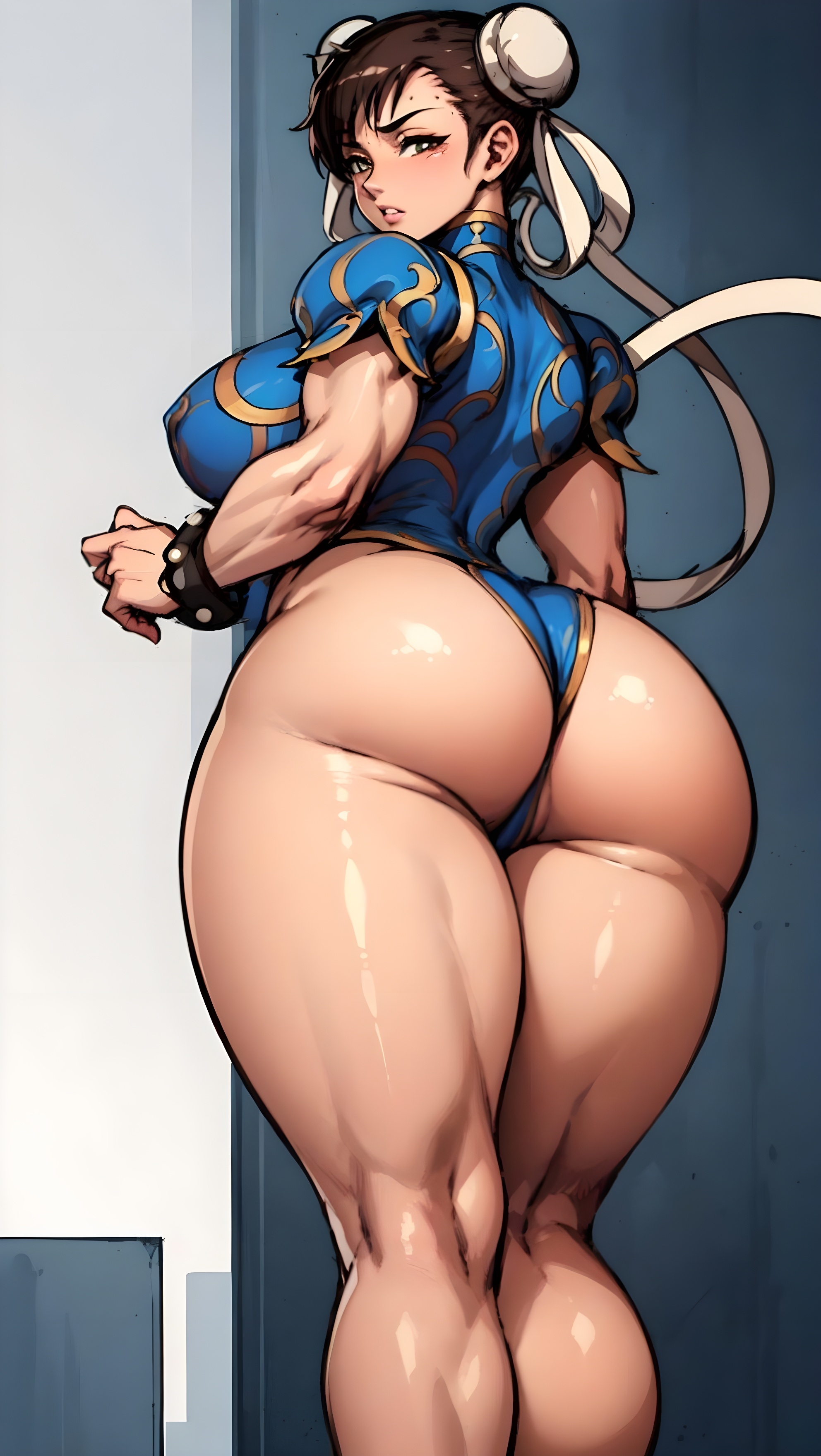 1girls, ai generated, ass, breasts, bubble ass, bubble butt, chun-li, curvy, curvy body, curvy female, female, female focus, female only, huge breasts, jarentr, looking at viewer, looking back, stable diffusion, street fighter, voluptuous, voluptuous female