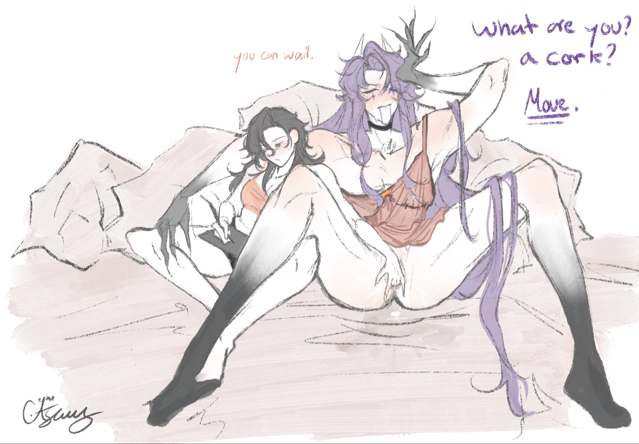 fingering anus, fingering partner, height difference, jester (the freak circus), legs spread, self insert, submissive male, the freak circus, yumeship
