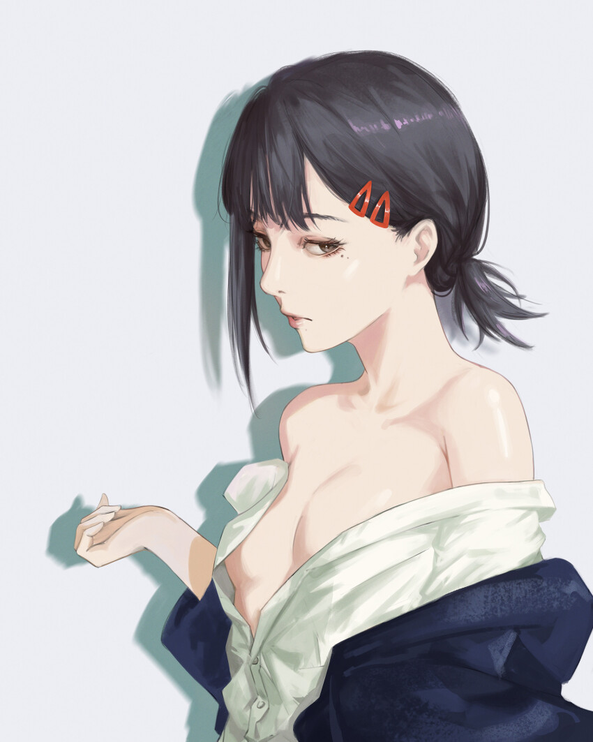 1girls, black hair, chainsaw man, higashiyama kobeni, luxearte, petite female, small breasts