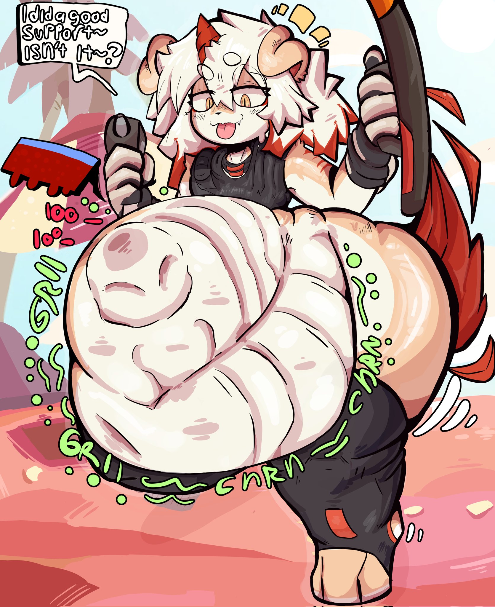 arknights, ass, big ass, bones in stomach, canine, digestion, dimbetosnake, fatal vore, femboy, femboy pred, hung (arknights), male, male pred, thick thighs, thighs, vore