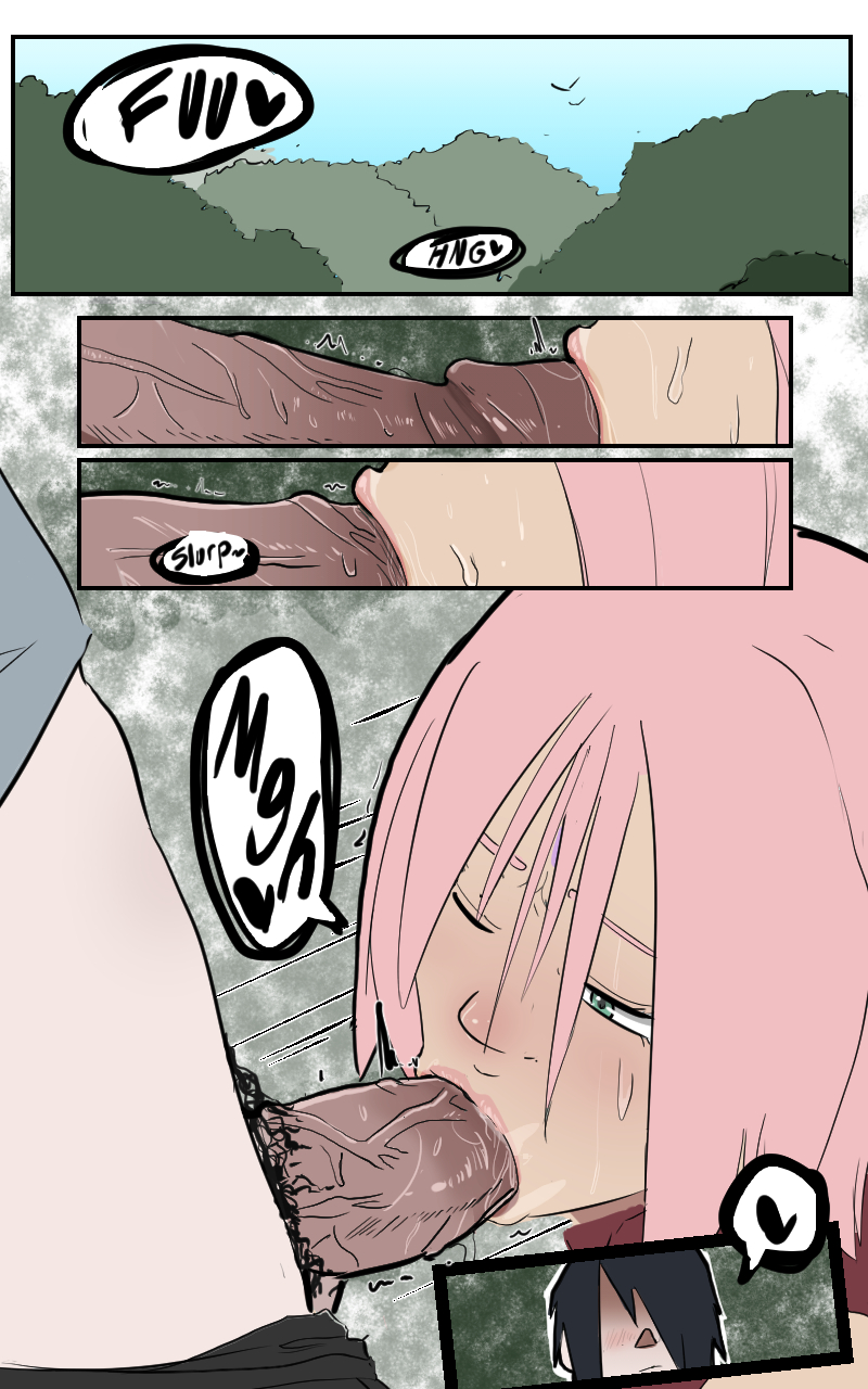 2020 black_hair black_pants blowjob blush comic comic_page comic_strip deep_blowjob deepthroat deepthroat_no_hands fellatio green_eyes hands-free haruno_sakura head_grab kneeling light-skinned light-skinned_female light-skinned_male light_skin lips lipstick mini_comic minicomic naruto naruto_(series) naruto_shippuden oral ozholewd pants pants_down pink_hair pink_lips pink_lipstick pubic_hair sakura_haruno sasuke_uchiha text text_bubble throat_penetration uchiha_sasuke