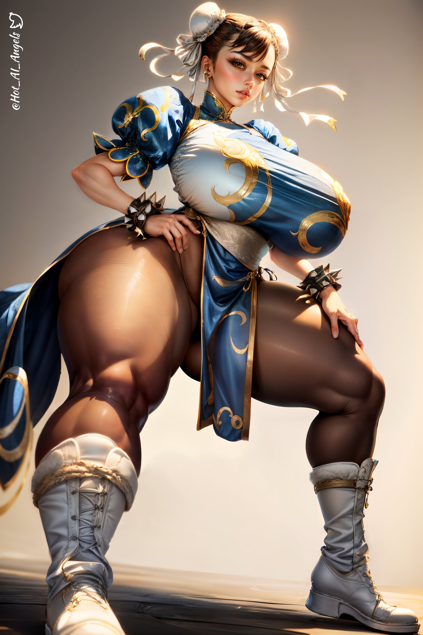 1girls, ai generated, breasts, capcom, chun-li, curvy, curvy body, curvy female, female, female focus, female only, hot ai angels, huge breasts, looking at viewer, seductive look, stable diffusion, street fighter, voluptuous female