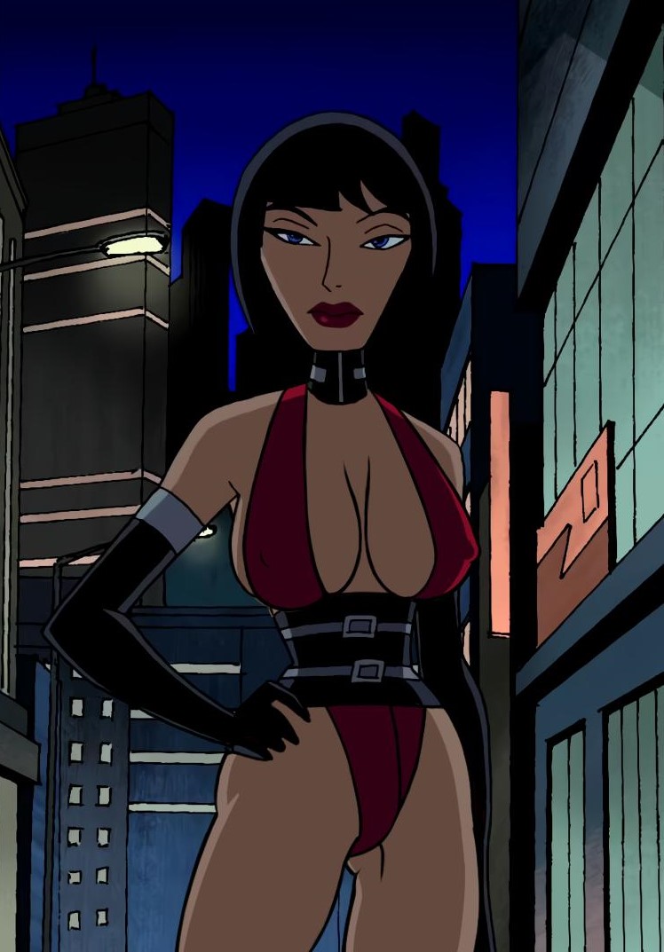 big_breasts black_hair blue_eyes bob_cut cleavage clothed_female dc_comics doom_patrol edit erect_nipples female female_only gloves leotard madame_rouge monkeyman_(artist) nipples nipples_visible_through_clothing short_hair supervillain teen_titans