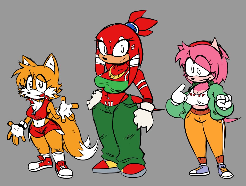 3girls amy_rose big_breasts bra cleavage fingerless_gloves fnf fnf_mod fnf_mods friday_night_funkin friday_night_funkin_mod genderswap_(mtf) gloves hedgehogs_slutty_collection horaco jewelry knuckles_the_echidna mobian multiple_girls pants rule_63 shoes shorts sonic.exe sonic.exe_(series) sonic_(series) sonic_the_hedgehog_(series) tagme tails thehoraco thick_thighs