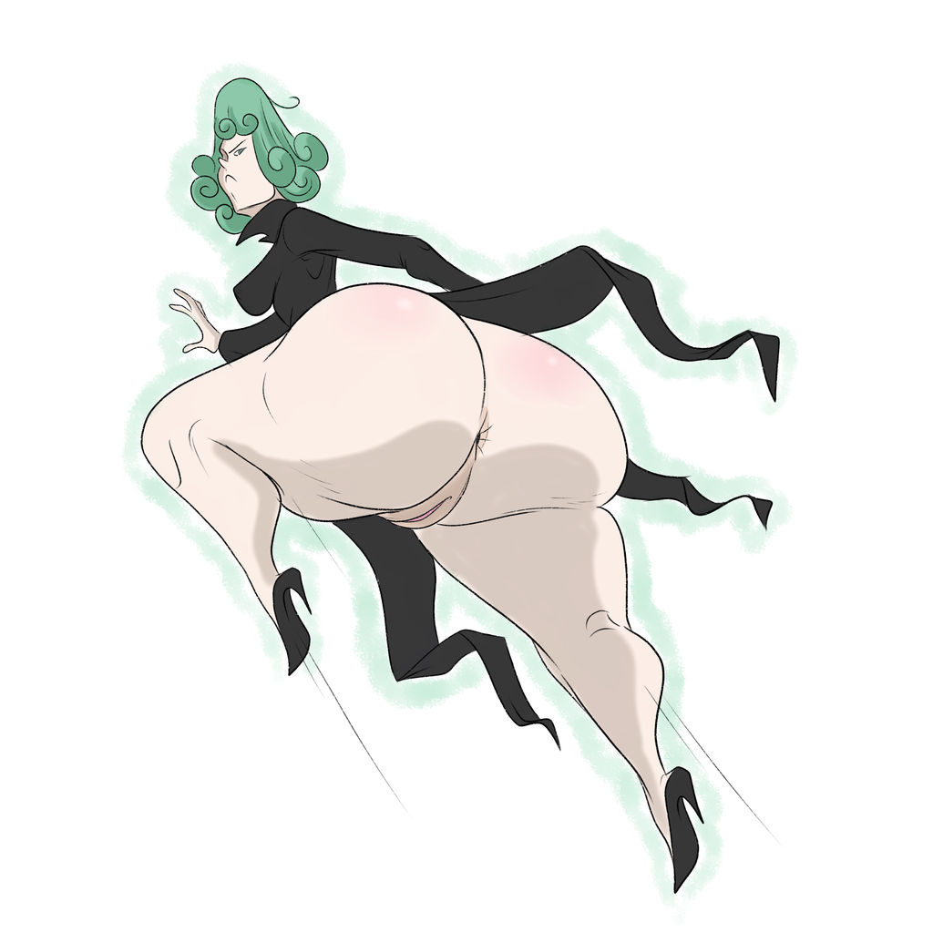 1girls anus anus_peek ass asshole big_ass big_butt curled_hair flying going_commando green_hair large_ass no_panties one-punch_man pussy tatsumaki upskirt wappah