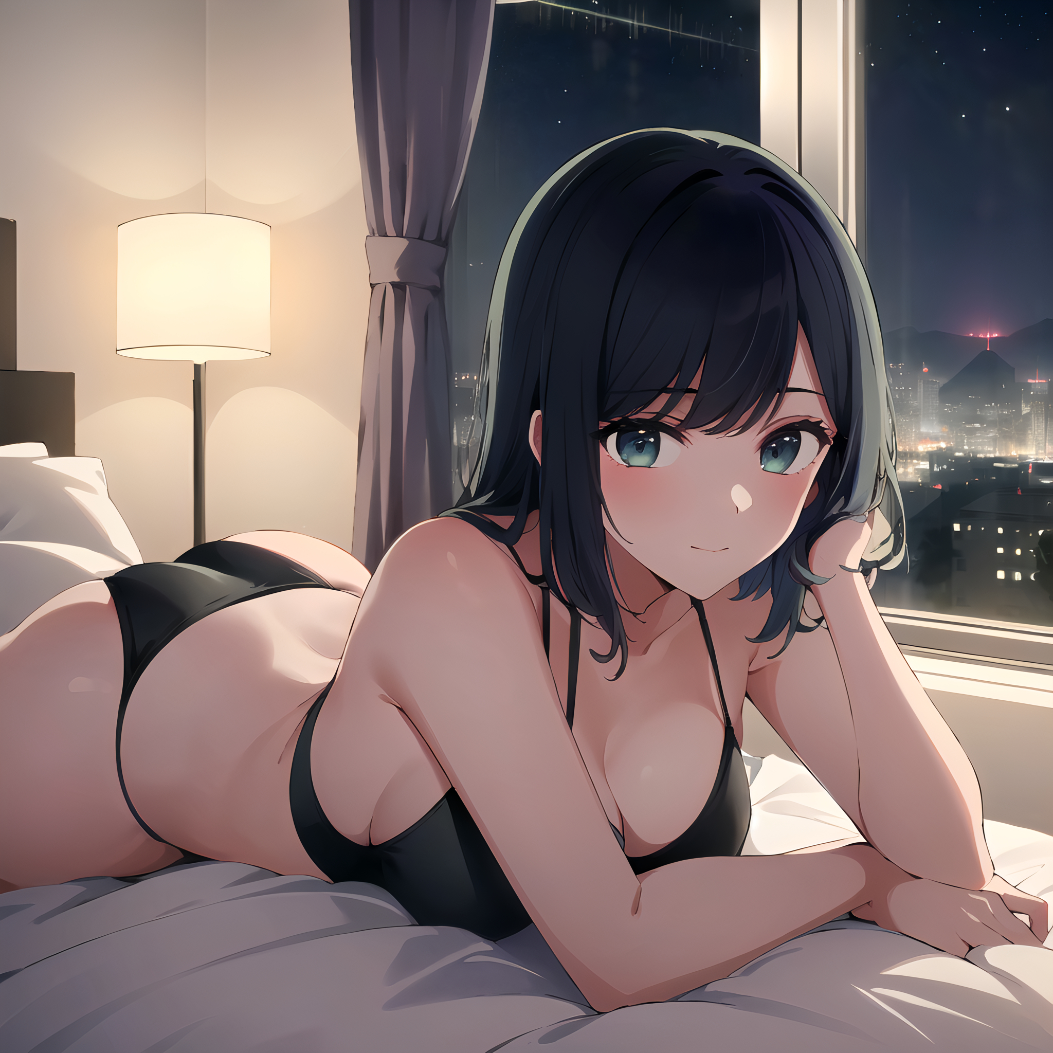 ai generated, blue hair, female, kurokawa akane, oshi no ko, stable diffusion