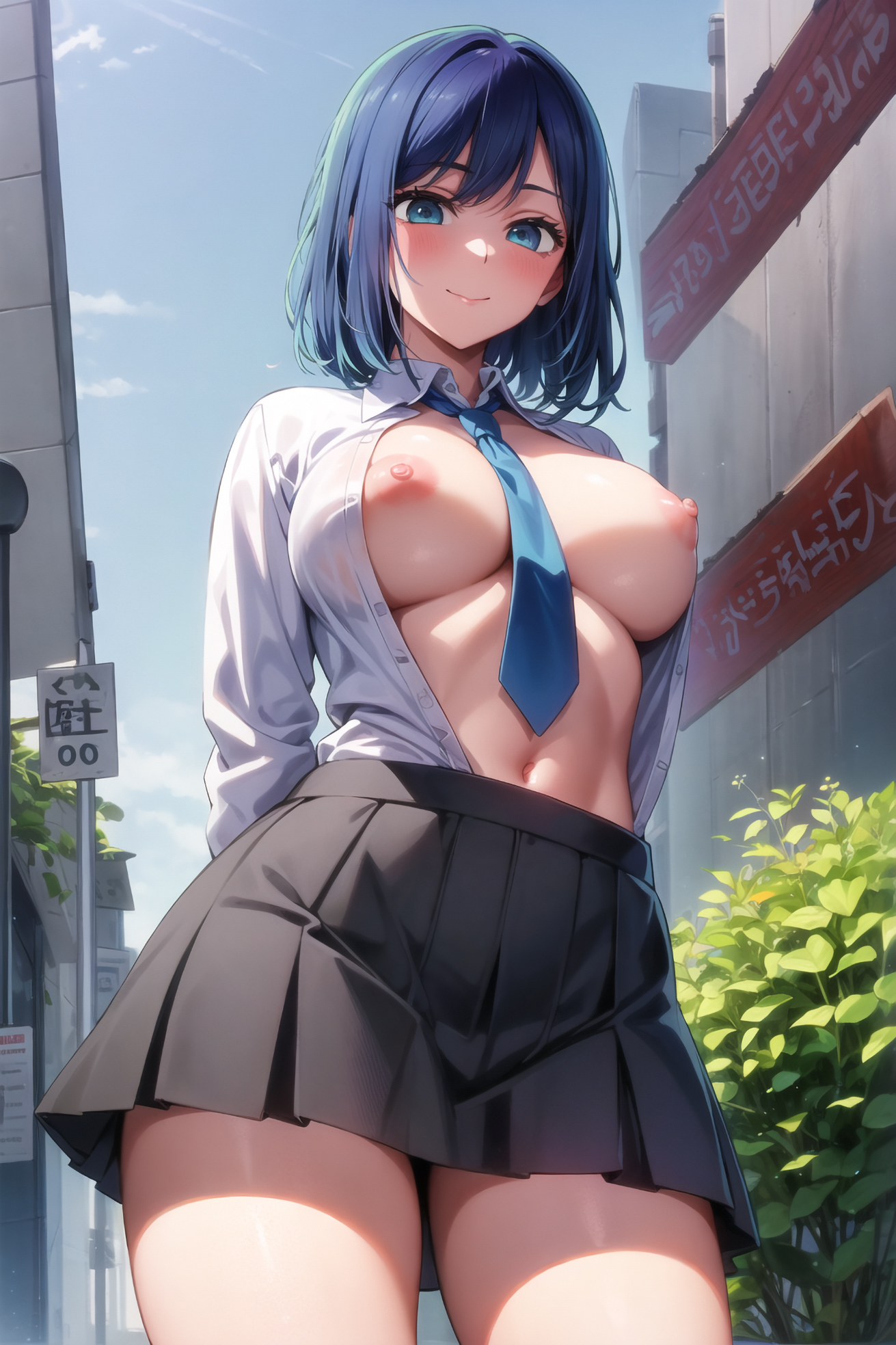ai generated, blue hair, female, kurokawa akane, oshi no ko, stable diffusion