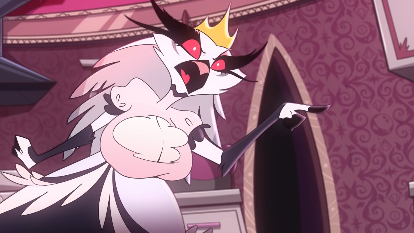 1girls, 2023, accurate art style, alternate breast size, avian, avian humanoid, big breasts, breasts, cleavage, cleavage cutout, cleavage overflow, demon, edit, female, helluva boss, huge breasts, mrmelted, ripped shirt, screencap, screenshot, screenshot edit, stella (helluva boss), vivienne medrano, vivziepop