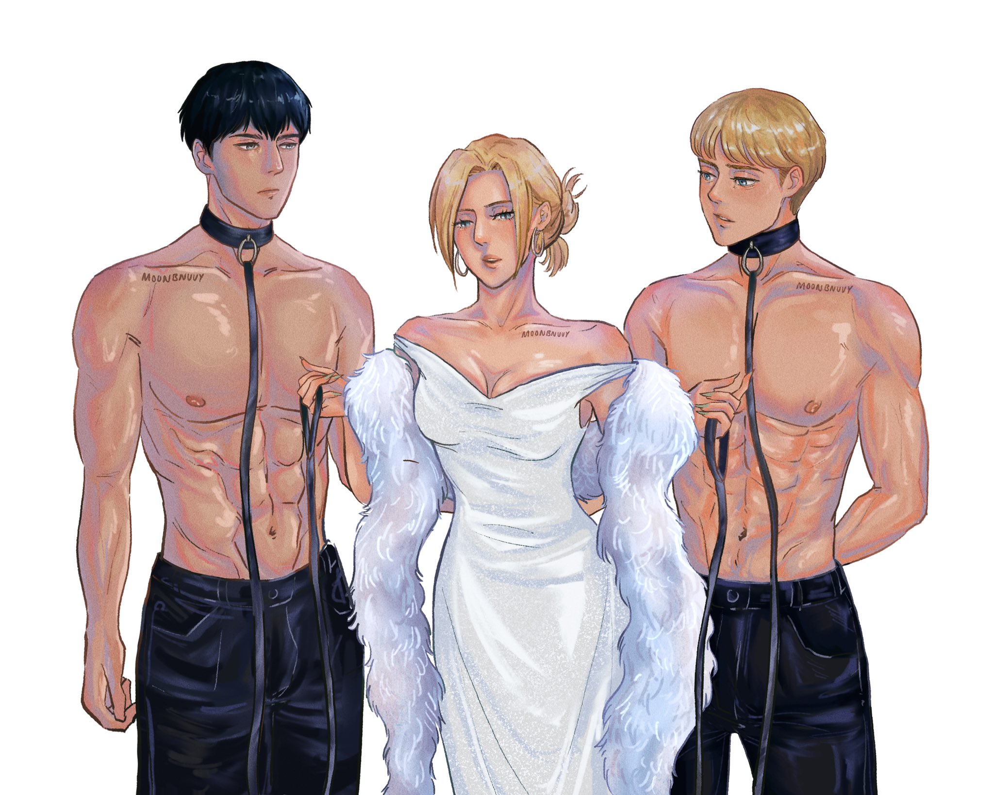 Rule 34 Dev - 1girls 2boys abs annie_leonhardt armin_arlert <b>attack</b>_<b>on</b>_<b>titan</b> bertolt_h...