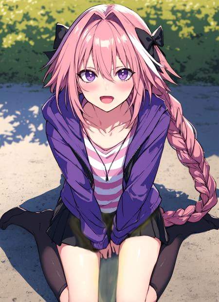 1boy ai_generated astolfo_(fate) clothed fate_(series) femboy male male_only pee peeing peeing_on_self peeing_self solo solo_male